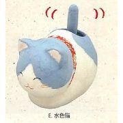 【ご紹介します！信頼の日本製！ほっこりかわいい！ゆらゆらソーラーちぎり和紙座り猫（5種）】E.水色猫