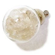 天然石チップ（さざれ/小石）瓶チャーム 丸型瓶パーツ/ラッキーチップ (S:12mm) クリスタル水晶