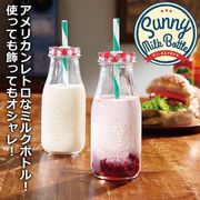 SNSで話題◆ アメリカンレトロ おしゃれな牛乳瓶タイプ 保存容器用＆ドリンク用蓋付き  ミルクボトル