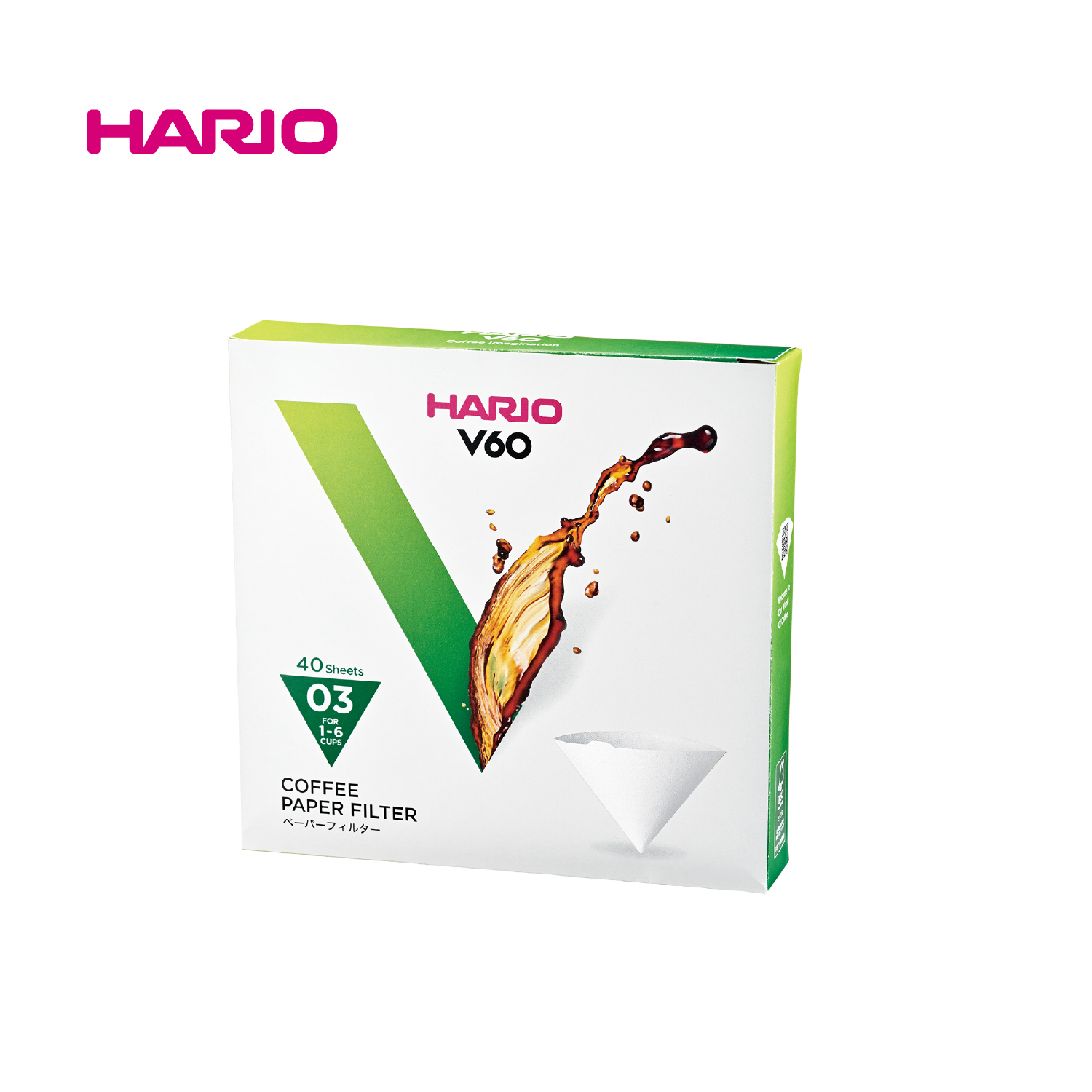 2023年リニューアル『HARIO』03用 V60用ペーパーフィルター03W　40枚入り VCF-03-40W-23+ (ハリオ)
