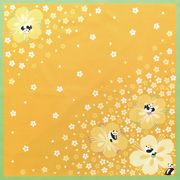【新登場！安心の日本製！上品なコットンローンはんかち！　和心～桜と動物シリーズ】桜とパンダ　オレンジ