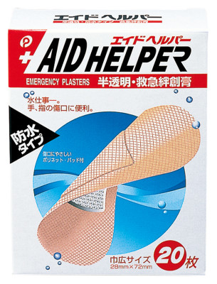 日本製　エイドヘルパー　救急絆創膏　２０枚入（半透明・防水タイプ）【まとめ買い１０点】