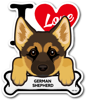 PET-033/GERMAN SHEPHERD/ジャーマン・シェパード/DOG STICKER ドッグステッカー 車 犬 イラスト アイラブ
