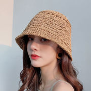 レディース帽子超人気　レディースストローハット麦わら帽子日焼け止めカット紫外線対策小顔効果