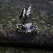 リング ウサギ ラビット 青い目 ファンタジー 指輪 アクセサリー