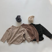 「80-130号」全3色 女の子男の子 無地 長袖カットソー Tシャツ トップス キッズ 子供服