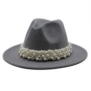 シルクハット 大人気 帽子 カジュアル ピュアカラー 真珠 フラットつば 四季