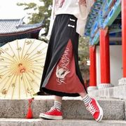 鶴柄 刺繍 ワイドパンツ フリーサイズ 袴パンツ 和柄 和装 ツル