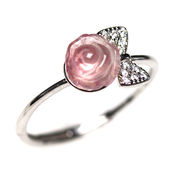 高品質 トルマリン 薔薇彫り sv925 リング 指輪 フリー【FOREST 天然石 パワーストーン】