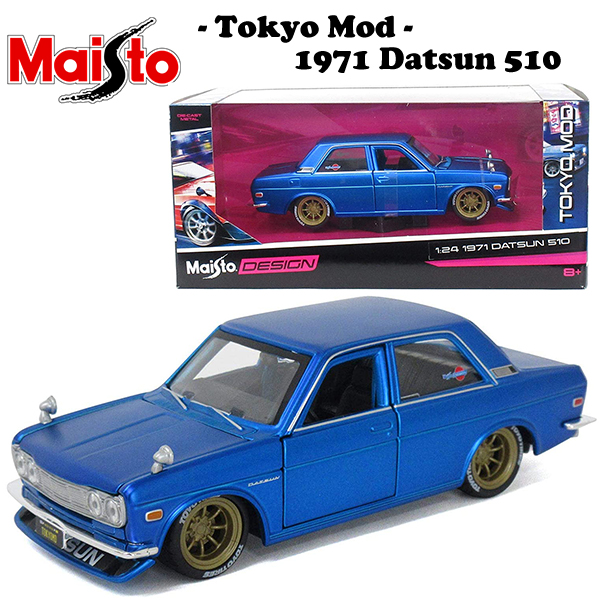 1:24 TOKYO MOD 1971 Datsun 510 (Satin Blue) ミニカー【Maisto】