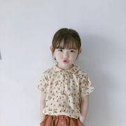 2022夏新作★女の子  可愛い 花柄  シャツ キッズ服  ベビー服  韓国子供服  80-130cm 2点セット