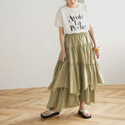 ロングスカート　フリル　レディース　INS　韓国ファッション　デザイン　春夏