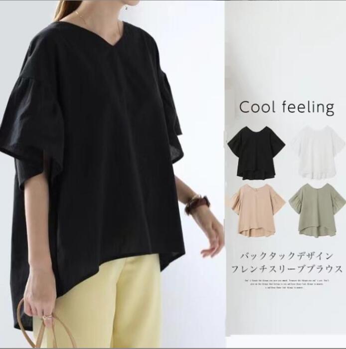 韓国風　レディース　半袖シャツ　新しい夏，気質，ファッションシャツ　★M-XL