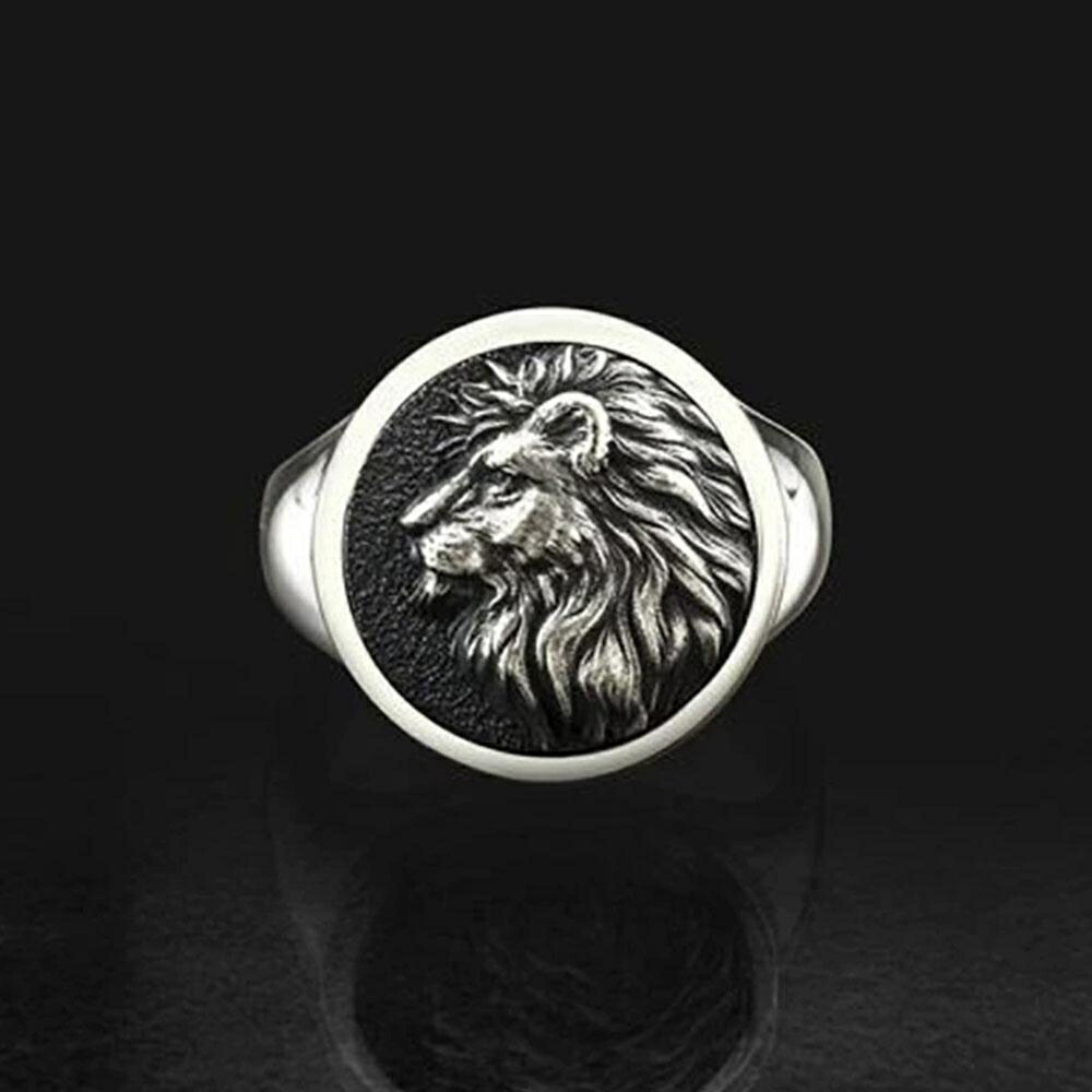 【在庫限り】 リング ライオン 刻印 メンズ 動物 指輪 リアルな鬣 百獣の王ライオ