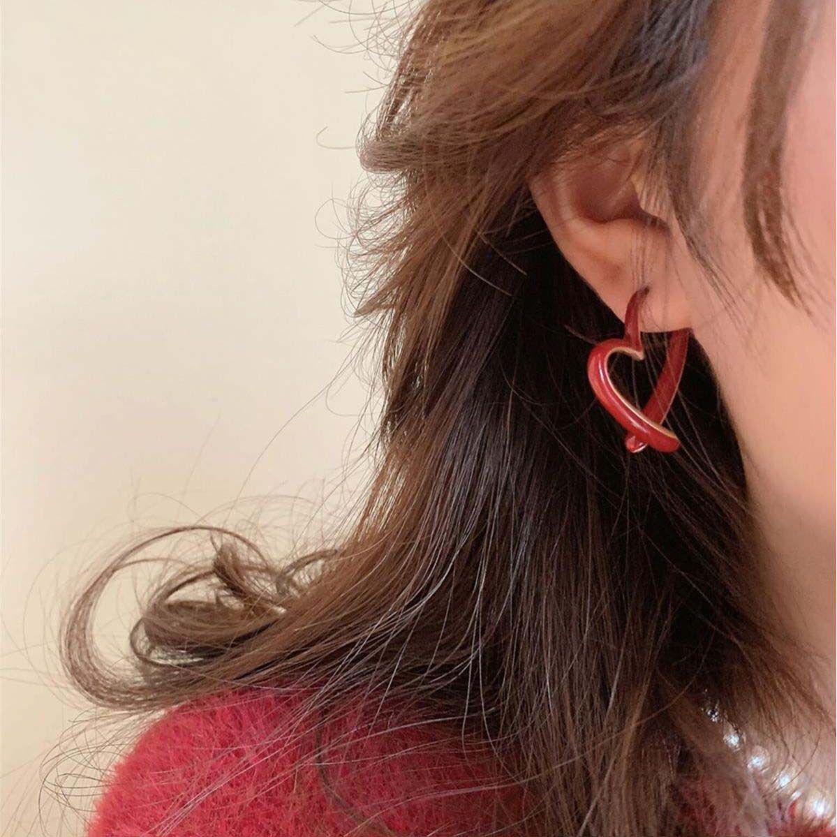 S925シルバーポスト　ハート　ピアス　アクセサリー　耳飾り　韓国風　お洒落