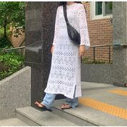大人の可愛さが詰まった1枚 韓国ファッション 春夏 怠惰な風 ミディアム丈 薄い 日焼け止め 七分袖 ニット