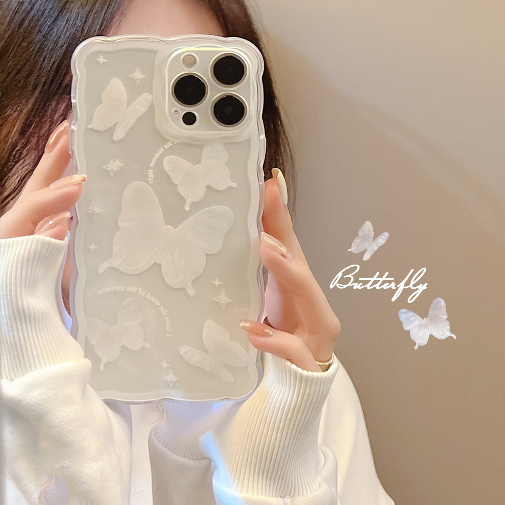 幻想的なバタフライ iPhoneケース クリアウェーブ 蝶モチーフ全機種対応 楽天市場】iPhone ケース 韓国 透明 クリア ウェーブ 立体 3D 蝶
