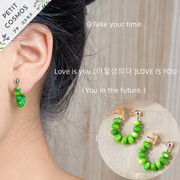 緑猫目石 ガラスストーン ピアス アクセサリー S925 おしゃれ 大人かわいい 韓国風 上品