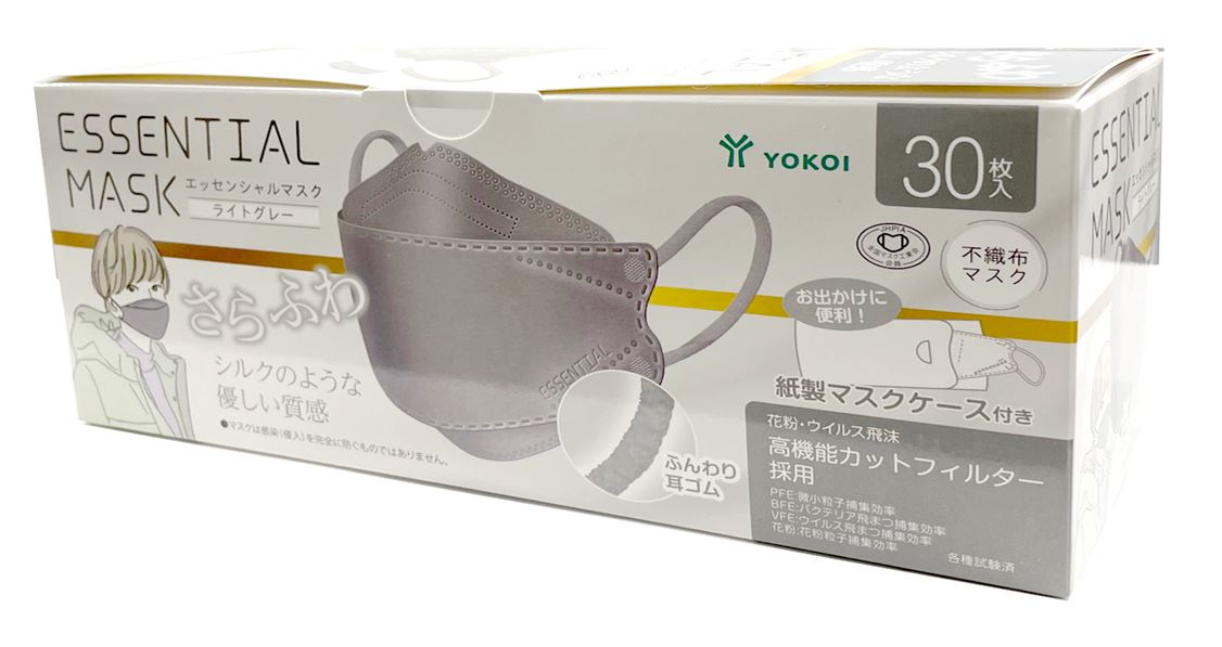 さらふわ ＥＳＳＥＮＴＩＡＬ ＭＡＳＫ ライトグレー ３０枚入 中日