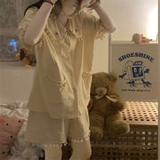 柄かっこいいし、安くて最高 韓国ファッション 夏 可愛い 人形の襟 ルームウェア パジャマ セット