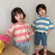 2022春夏新作　　韓国風子供服　　半袖　　　トップス　　Tシャツ　　男女兼用　　2色