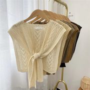 韓国ファッション ショール ニットスカーフ 小さなストール 装飾的な透かし彫りの取り外し可能な襟