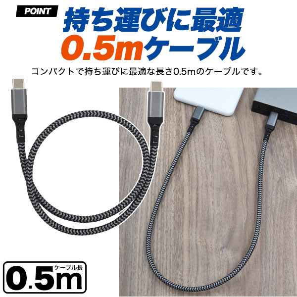 USB PD対応で60Wの超急速充電可能！ Type-C toType-Cケーブル 0.5m(50cm)｜有限会社  ウオッチミーインターナショナル【NETSEA】問屋・卸売・卸・仕入れ専門