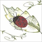 グリーティングカード 多目的「てんとう虫と葉」昆虫 メッセージカード