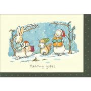グリーティングカード クリスマス「プレゼント」メッセージカード うさぎ ラビット