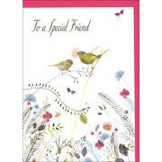 グリーティングカード 誕生日/バースデー「手紙を運ぶ鳥と花」フラワー メッセージカード