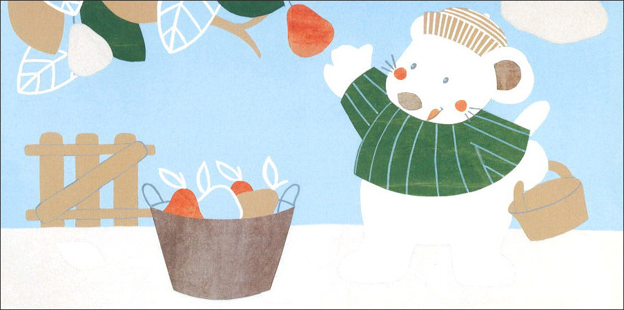 ロングポストカード イラスト キャサリン・リバーズ「果物集め」メッセージカード