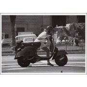 ポストカード モノクロ写真「女性とバイク」