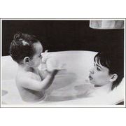 ポストカード モノクロ写真「入浴中の赤ちゃんと女性」「ガールズトーク」