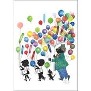 ポストカード イラスト フィープ・ヴェステンドルプ「イップとヤネケとたくさんの風船/こども/犬」