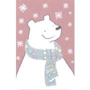 ミニカード クリスマス「マフラーを巻いたシロクマ」メッセージカード