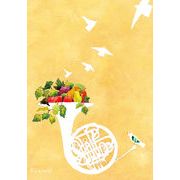 ポストカード イラスト 山田和明「白い夢」絵本作家 音楽 水彩画 メッセージカード 郵便はがき