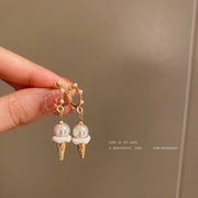 925銀針 パールピアス かわいいアイスクリームのイヤリング 韓国のファッションイヤリング