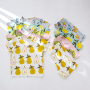 2022 夏新作 韓国子供服 INS フルーツ 動物 プリント 半袖+ショートパンツ パジャマ セット 4色