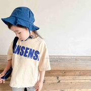 2022年韓国の子供服、夏の子供服のモノグラム半袖、女の子と男の子のためのTシャツ