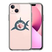 iPhone13mini 側面ソフト 背面ハード ハイブリッド クリア ケース サメ リンゴ飲み込む