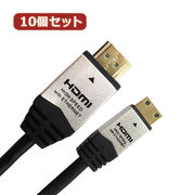 【10個セット】 HORIC HDMI MINIケーブル 3m シルバー HDM30-01