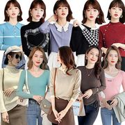 2021新作韓国ファッション秋冬コーディネート細身のスウェットレディースセーターニットブラウス
