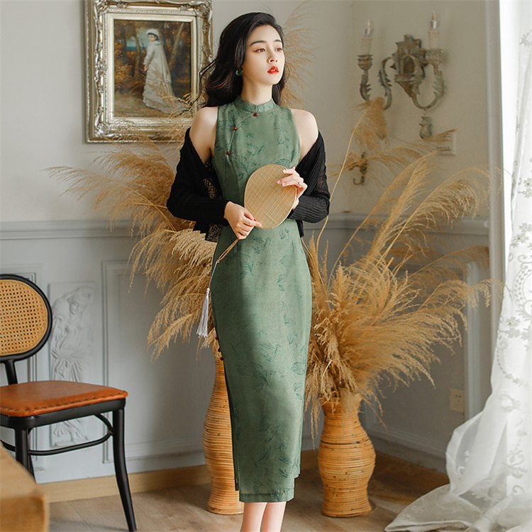 気質を改善する ナショナルスタイル ジェントルスタイル 中国の風 改良チャイナドレス ロングスカート