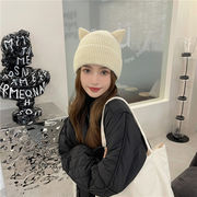 帽子　ニットキャップ　猫耳　防寒　レディース　ファッション　韓国風　秋冬