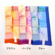 【スカーフ】【日本製】シルクシフォン・フルールモダン柄日本製小判スカーフ