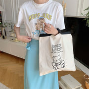 トートバッグ　エコバッグ　ズックバッグ　刺繍　犬　熊　デザイン　韓国ファッション