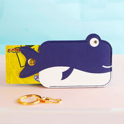 キーホルダー　キーリング　バッグチャーム　学生　PU革　金魚　象　クジラ　カードケージ　カード入れ