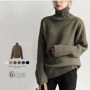 韓国風 トップス ニット セーター タートルネック  毛糸  秋冬  レディース