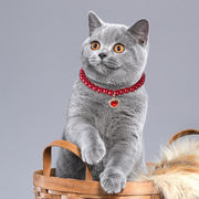 激安 ペット用品 犬用猫用 中小型犬 アクリルパール ハート ネックレス ラインストーン ペンダント首輪3色