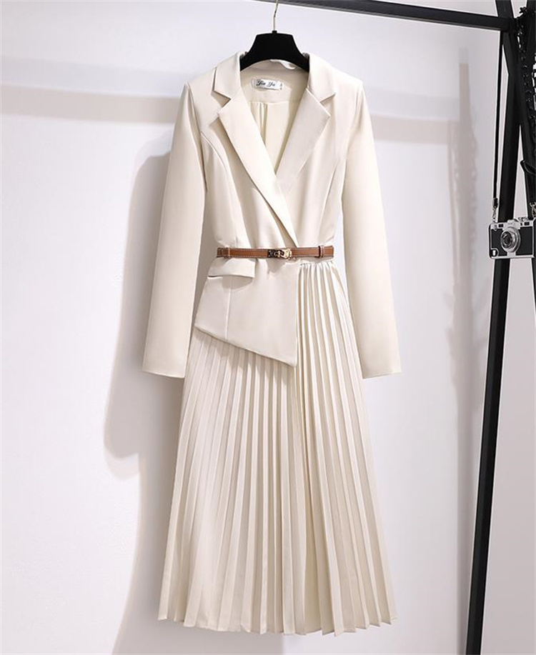 高レビュー多数超特価中 韓国ファッション スーツドレス 気質 フェイク2ピース ワンピース 長袖